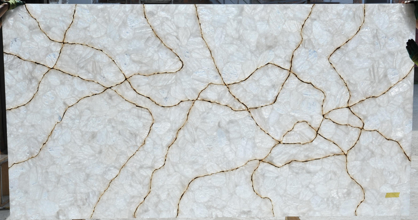 Quartz White Crystal with Gold Lines