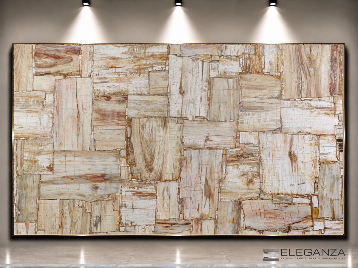 Petrified Wood Ivory Retro Leather Finish