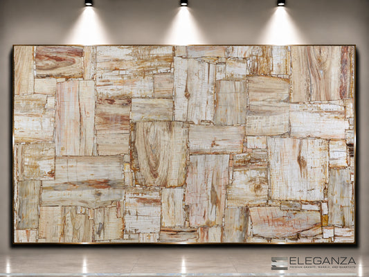 Petrified Wood Ivory Retro Leather Finish